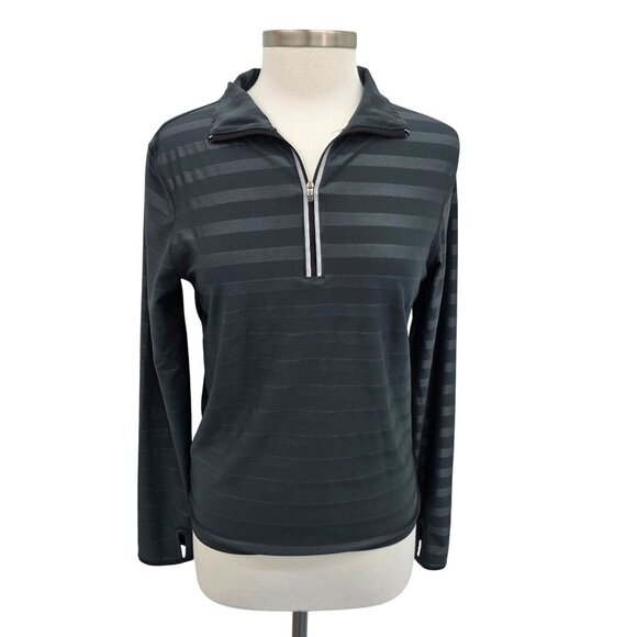 Vogo Athletica Womens Striped Quarter-Zip Pullover Long Sleeve Shirt M Gray - Picture 1 of 14
